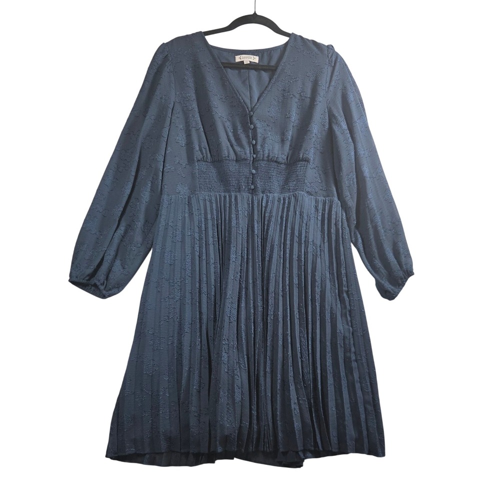 Nanette Nanette Lepore XS Navy Blue Floral Pleated Smocked Mini Dress